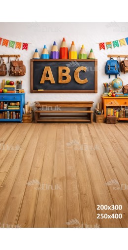 Tło fotograficzne „Szkolne ABC z Kolorowymi Kredkami – Klasa Retro” | 3950